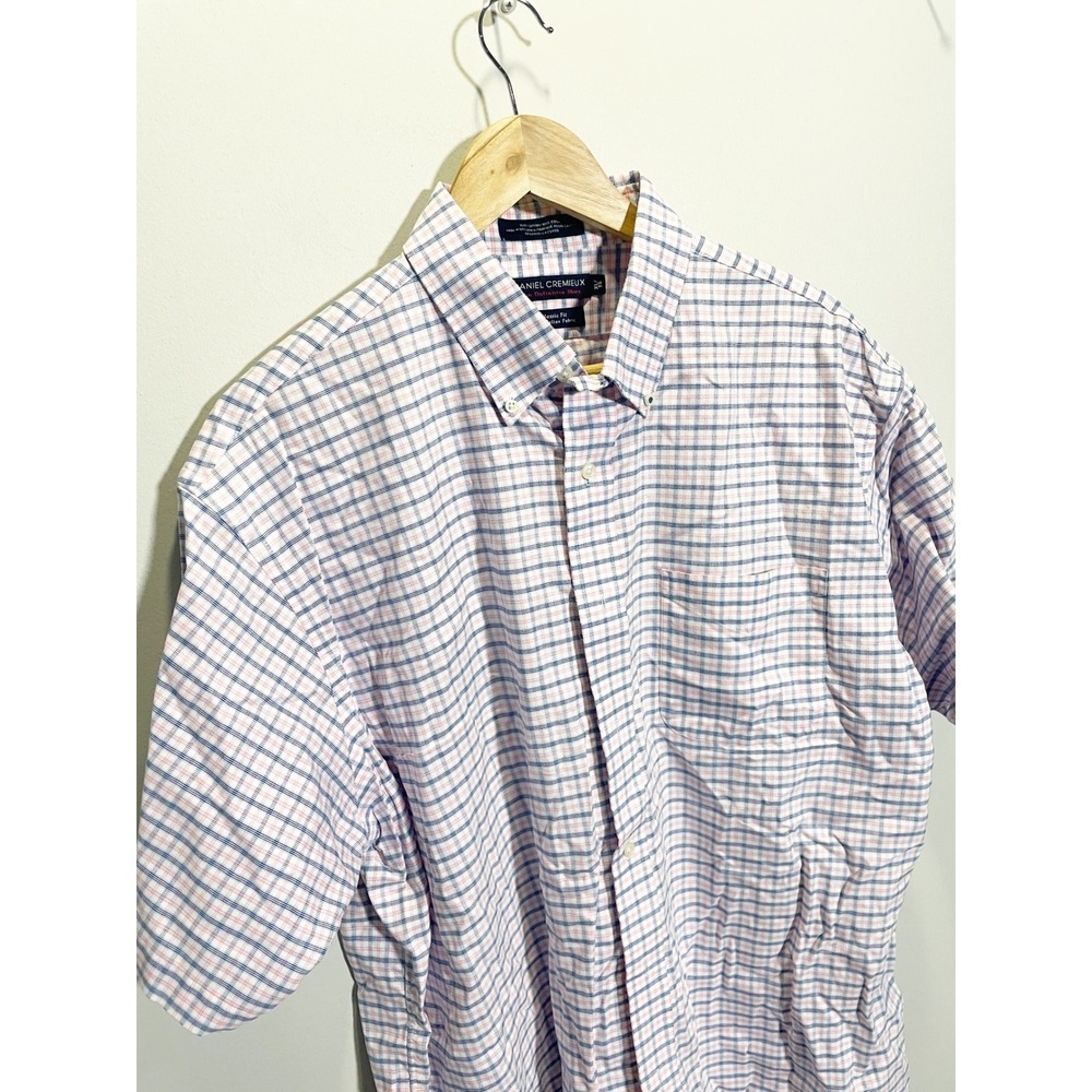 Daniel Cremieux Button Down Mens XL Multi Color Plaid Short Sleeve Preppy Shirt
